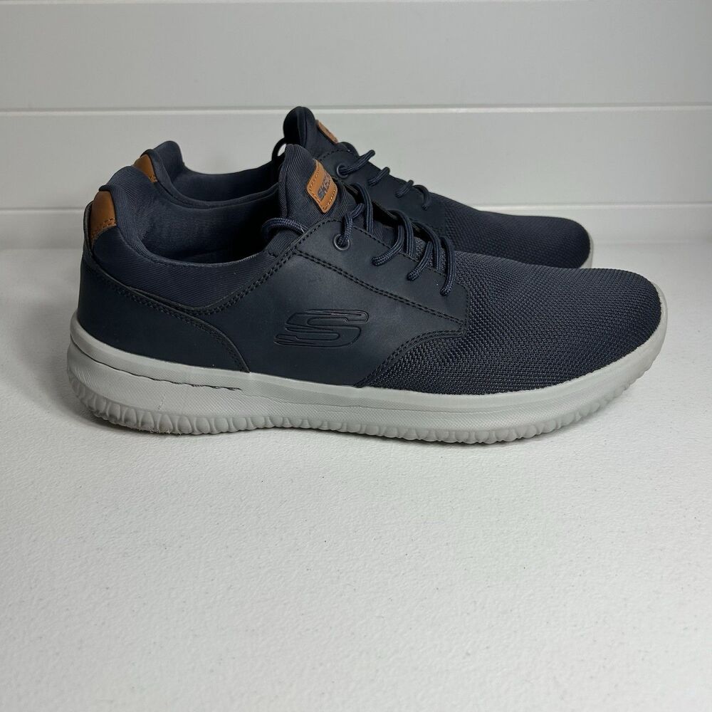 Skechers Men's Delson Shoes Size 10.5 Navy Blue Classic Fit Sneakers Gogamat